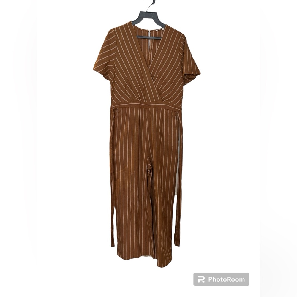 Blu Pepper tan linen jumpsuit